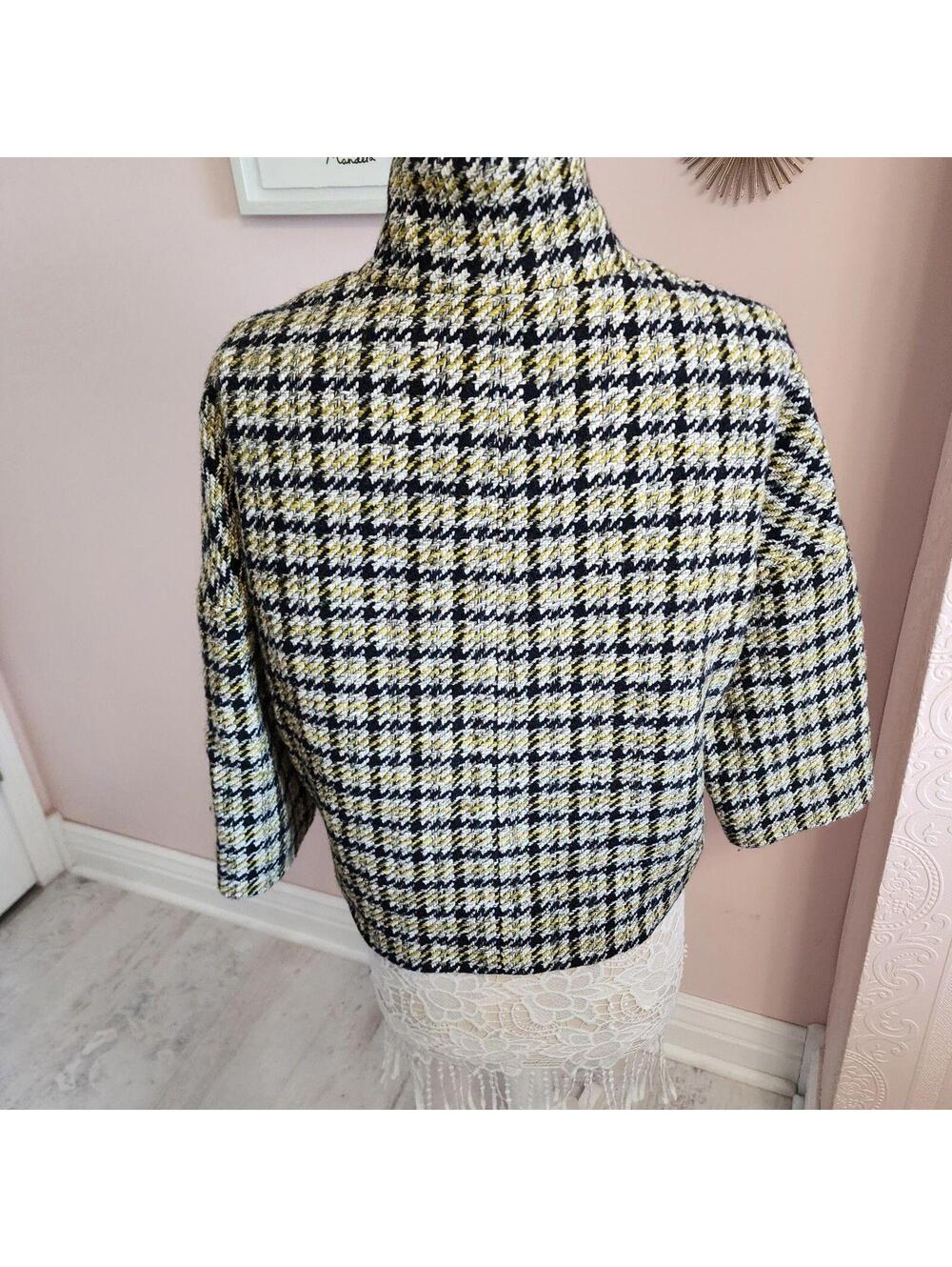 ETCETERA black yellow white tweed unique jacket blazer 8 wool blend - Picture 5 of 7